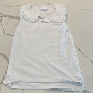 Elegant White Kids Tank Top with Lace Collar